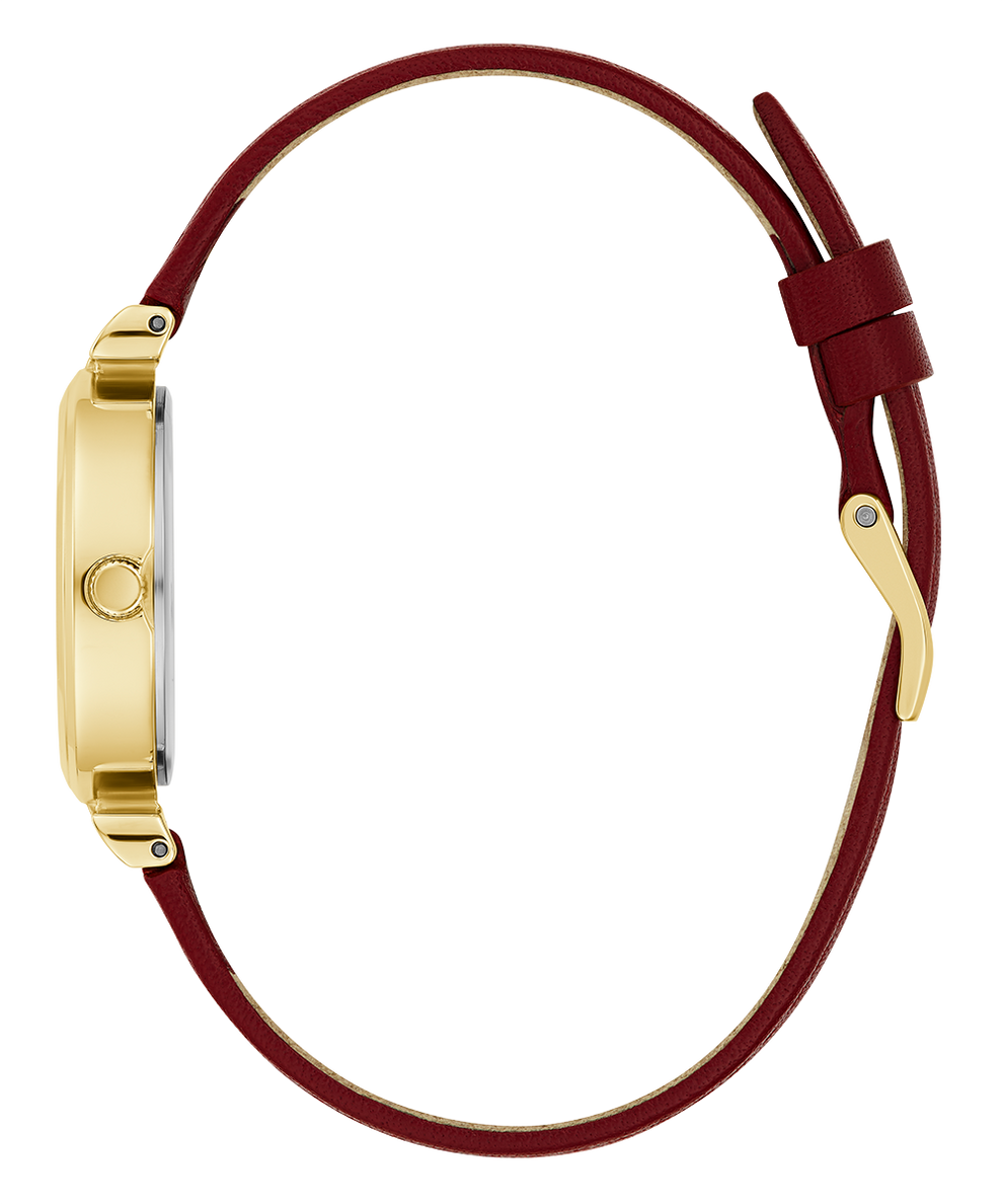 GUESS Ladies Burgundy Gold Tone Analog Watch