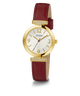 GUESS Ladies Burgundy Gold Tone Analog Watch