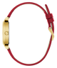 Watch with a red strap and gold case on a transparent background