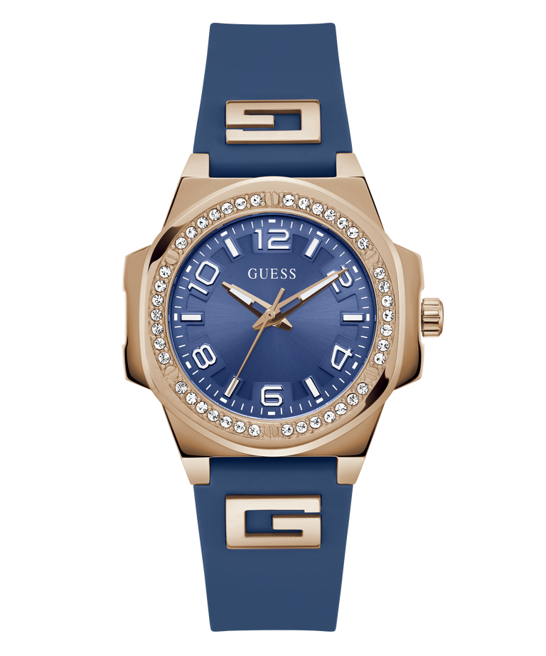 GW0617L3 GUESS Ladies Blue Rose Gold Tone Analog Watch