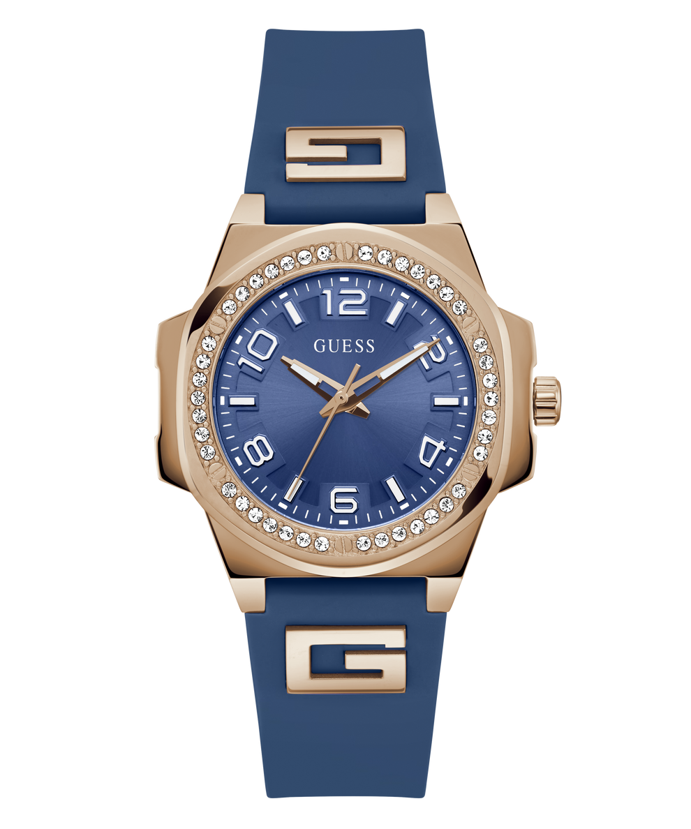 GW0617L3 GUESS Ladies Blue Rose Gold Tone Analog Watch