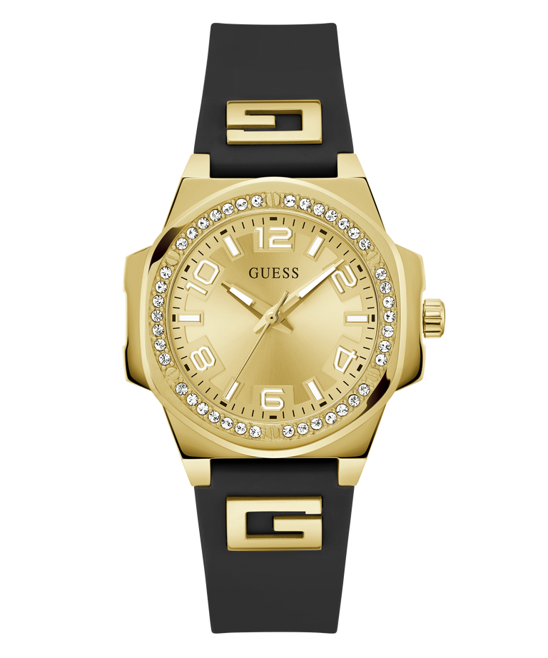 GW0617L5 GUESS Ladies Black Gold Tone Analog Watch