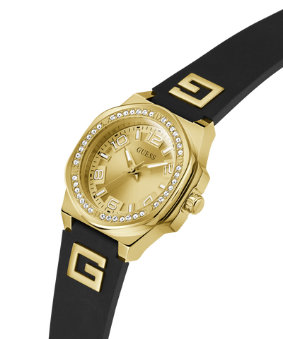 GW0617L5 GUESS Ladies Black Gold Tone Analog Watch lifestyle