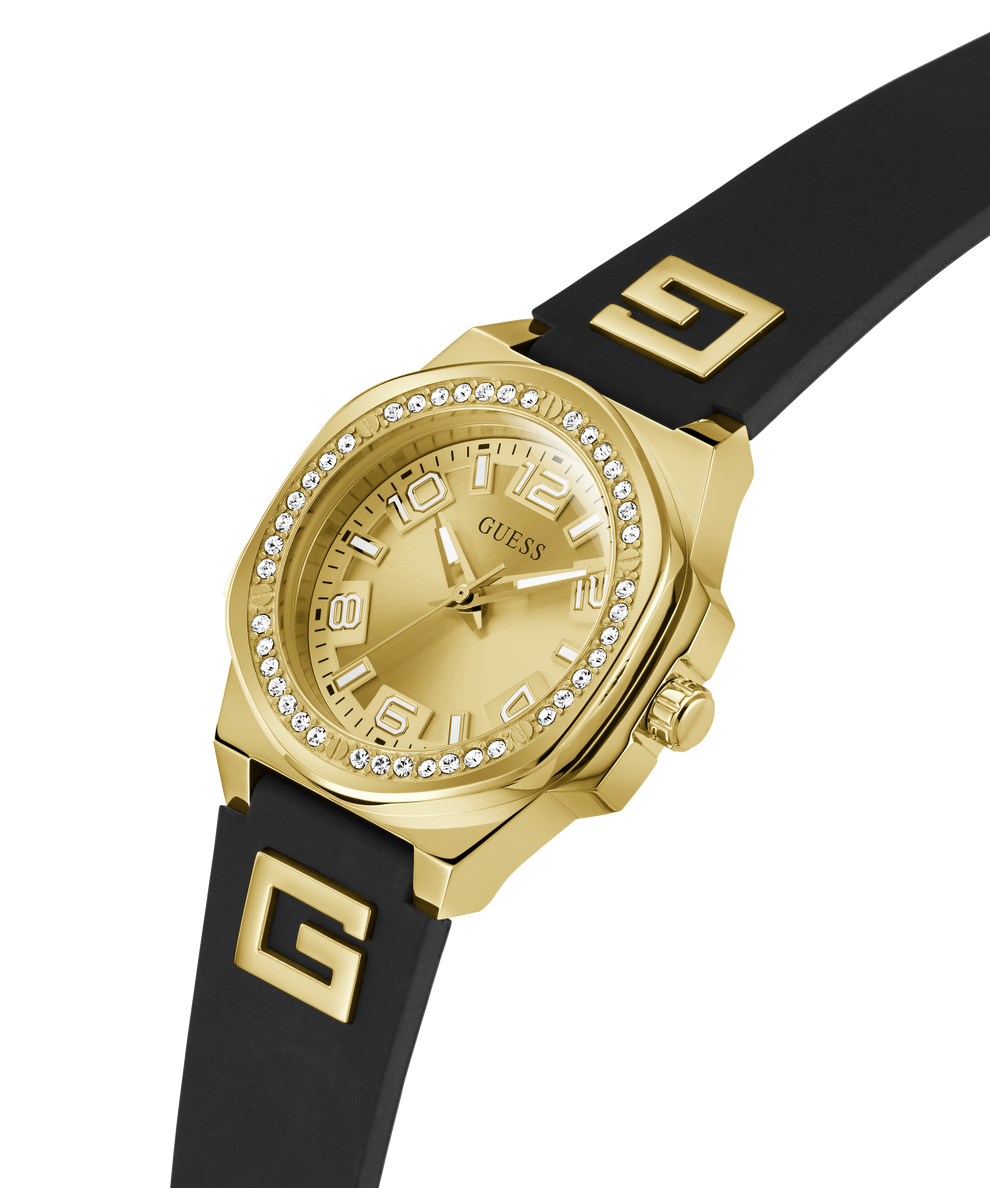 GW0617L5 GUESS Ladies Black Gold Tone Analog Watch lifestyle