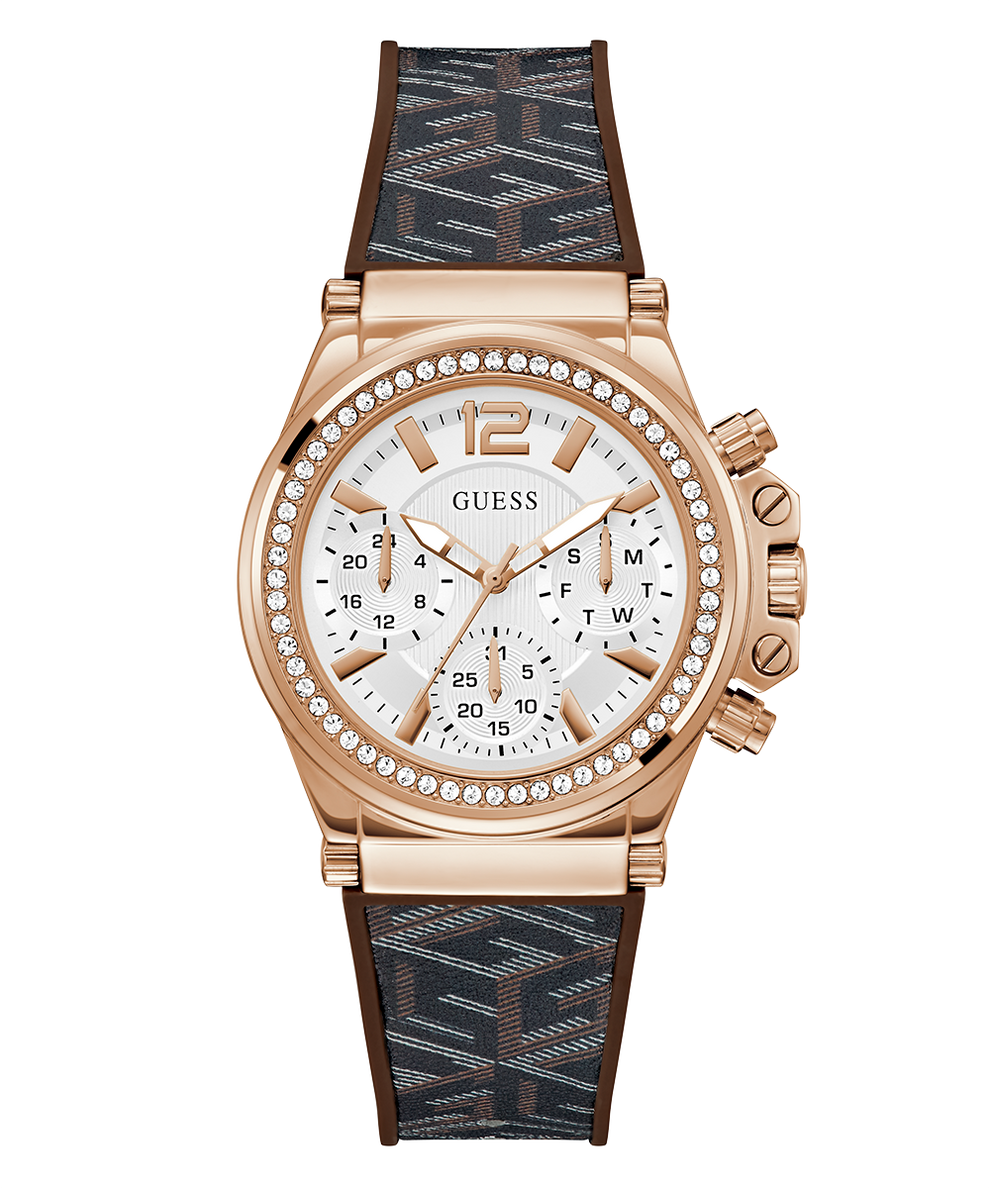 GUESS Ladies Brown Rose Gold Multi-function Watch