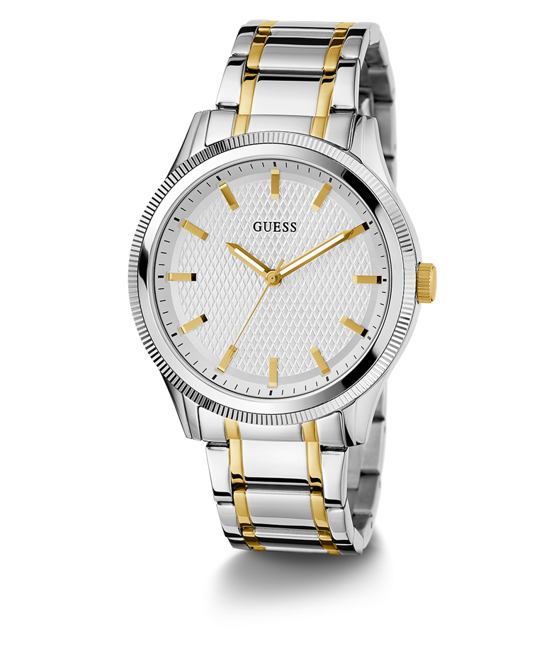 GUESS Mens 2-Tone Silver Analog Watch