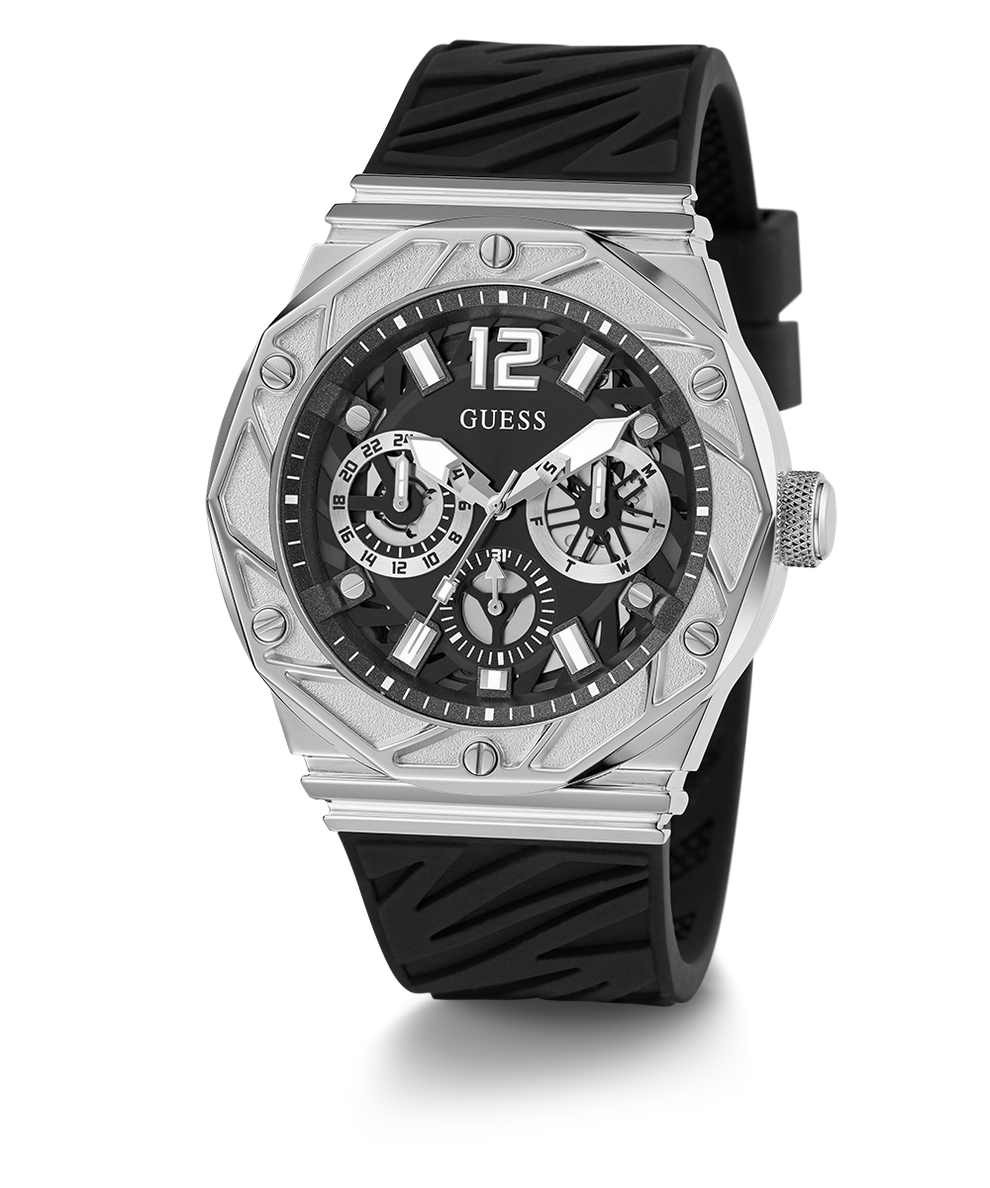 Reloj multifunción GUESS para hombre en tono plateado y negro