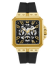 GUESS Mens Black Gold Tone Multi-function Watch