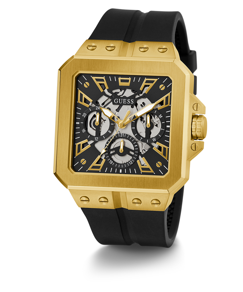 GUESS Mens Black Gold Tone Multi-function Watch main