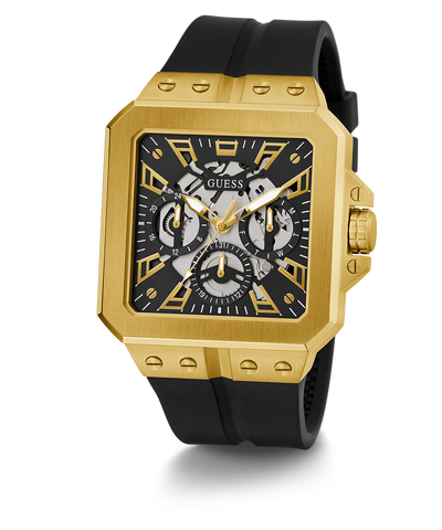 GUESS Mens Black Gold Tone Multi-function Watch main