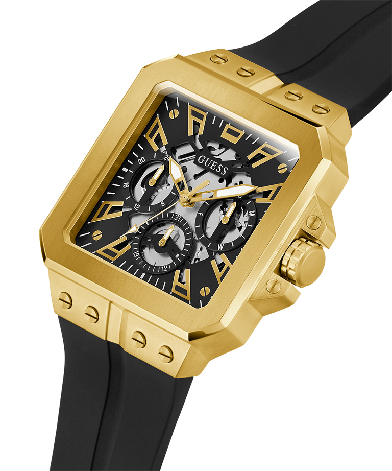 GUESS Mens Black Gold Tone Multi-function Watch lifestyle