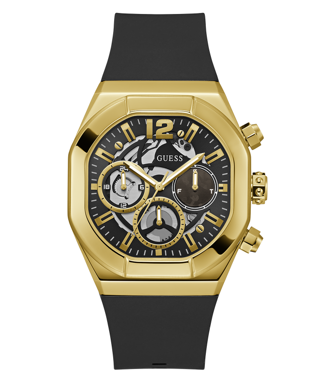 GW0638G1 GUESS Mens Black Gold Multi-function Watch