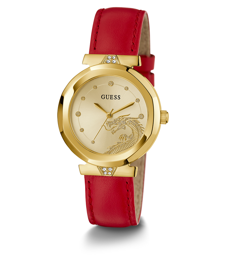 GUESS Ladies Limited Edition Lunar New Year Red Gold Tone Watch