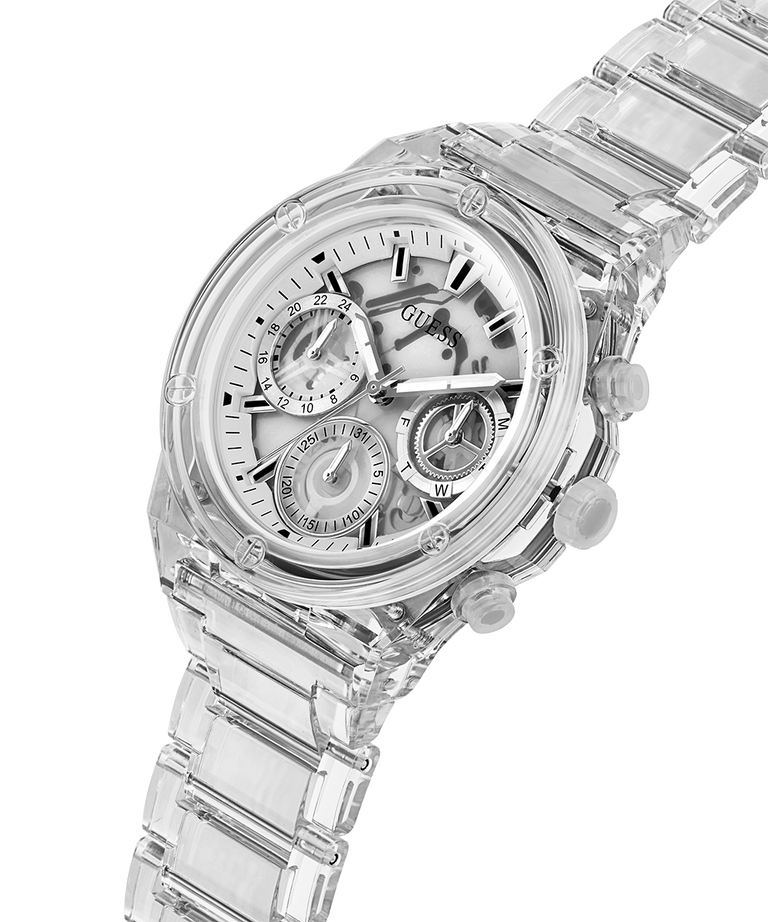 GW0650L1 GUESS Ladies Clear Multi-function Watch lifestyle angle