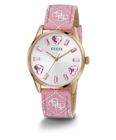 GW0654L2 GUESS Ladies Pink Rose Gold Tone Analog Watch angle