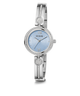 Silver Guess watch with heart design on a white background