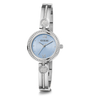 Silver Guess watch with heart design on a white background