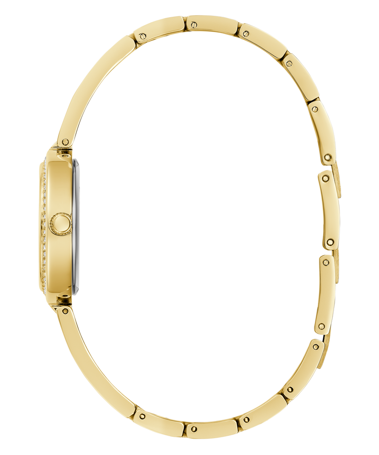 Gold watch strap on a white background