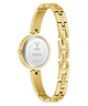 Gold GUESS Ladies Gold Tone Analog Watch with visible brand logo on a white background