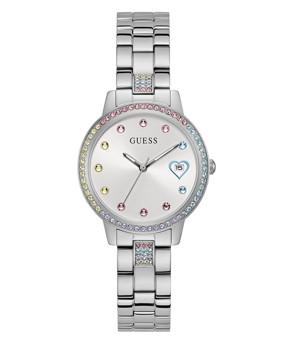 GUESS Ladies Silver Tone Date Watch