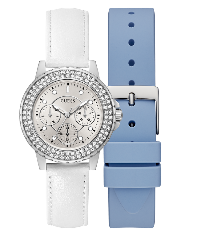 GUESS Ladies Silver Tone Multi-function Watch Box Set GW0660L1