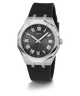 GW0663G1 GUESS Mens Black Silver Tone Analog Watch