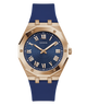 GUESS Mens Blue Rose Gold Tone Analog Watch
