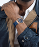 GUESS Mens Blue Rose Gold Tone Analog Watch lifestyle watch on wrist