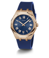 GUESS Mens Blue Rose Gold Tone Analog Watch