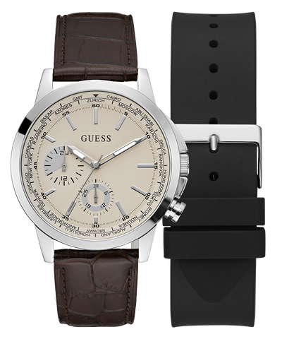 GW0664G1 GUESS Mens Silver Tone Multi-function Watch Box Set