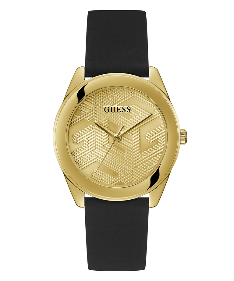 GW0665L1 GUESS Ladies Black Gold Tone Analog Watch