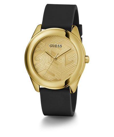 GW0665L1 GUESS Ladies Black Gold Tone Analog Watch angle