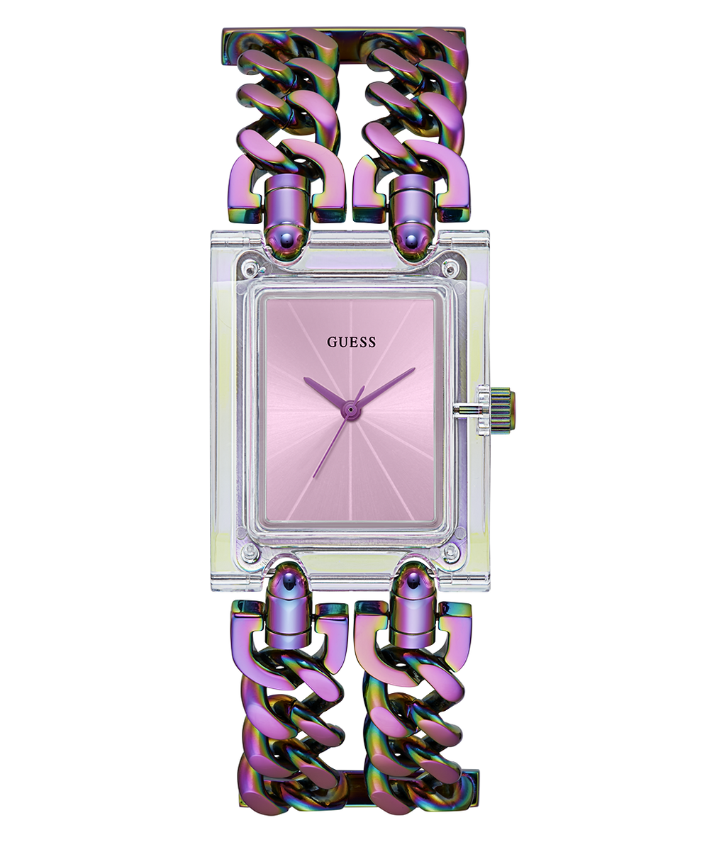 GUESS Ladies Iridescent Clear Analog Watch head on