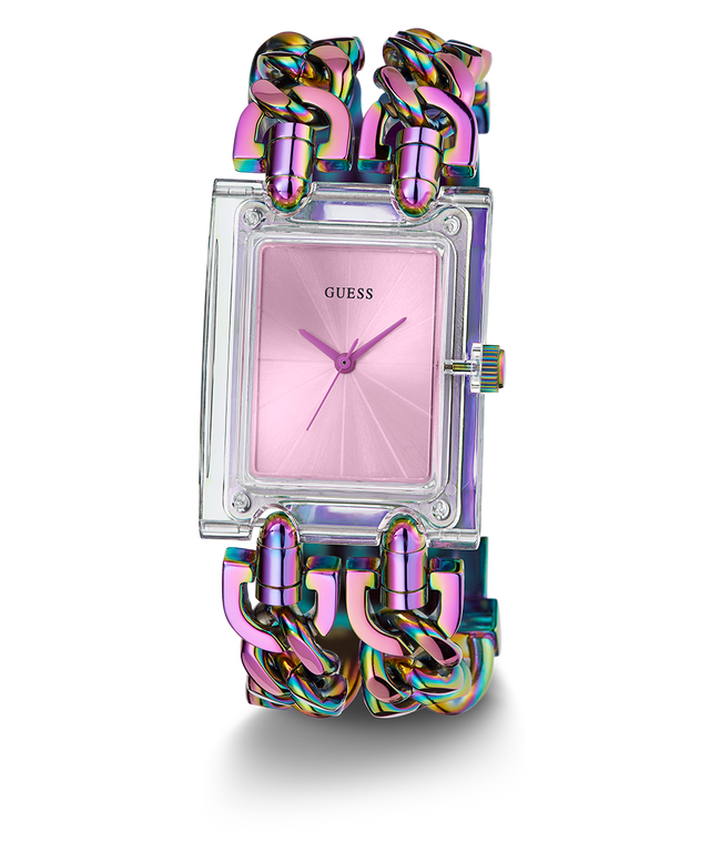 GUESS Mod Heavy Metal Ladies Iridescent Clear Analog Watch