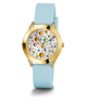 GW0678L1 GUESS Ladies Blue Gold Tone Analog Watch