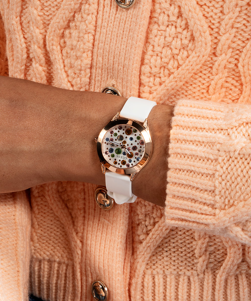 GUESS ゲス u0818l3 ホワイト ローズゴールドトーン デジタル レディースウォッチ 腕時計