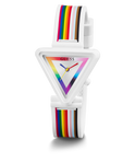 GW0679L1 Pride Limited Edition GUESS Ladies White Rainbow Analog Watch angle