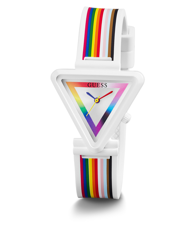 GW0679L1 Pride Limited Edition GUESS Ladies White Rainbow Analog Watch angle