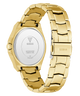 GUESS Ladies Gold Tone Multi-function Watch caseabck with a visible brand logo on a white background