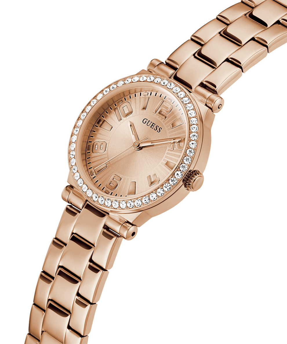 GW0686L3 GUESS Ladies Rose Gold Tone Analog Watch lifestyle angle