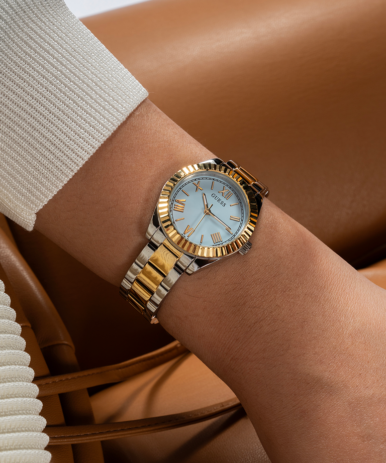 GUESS Ladies 2-Tone Analog Watch lifestyle watch on wrist