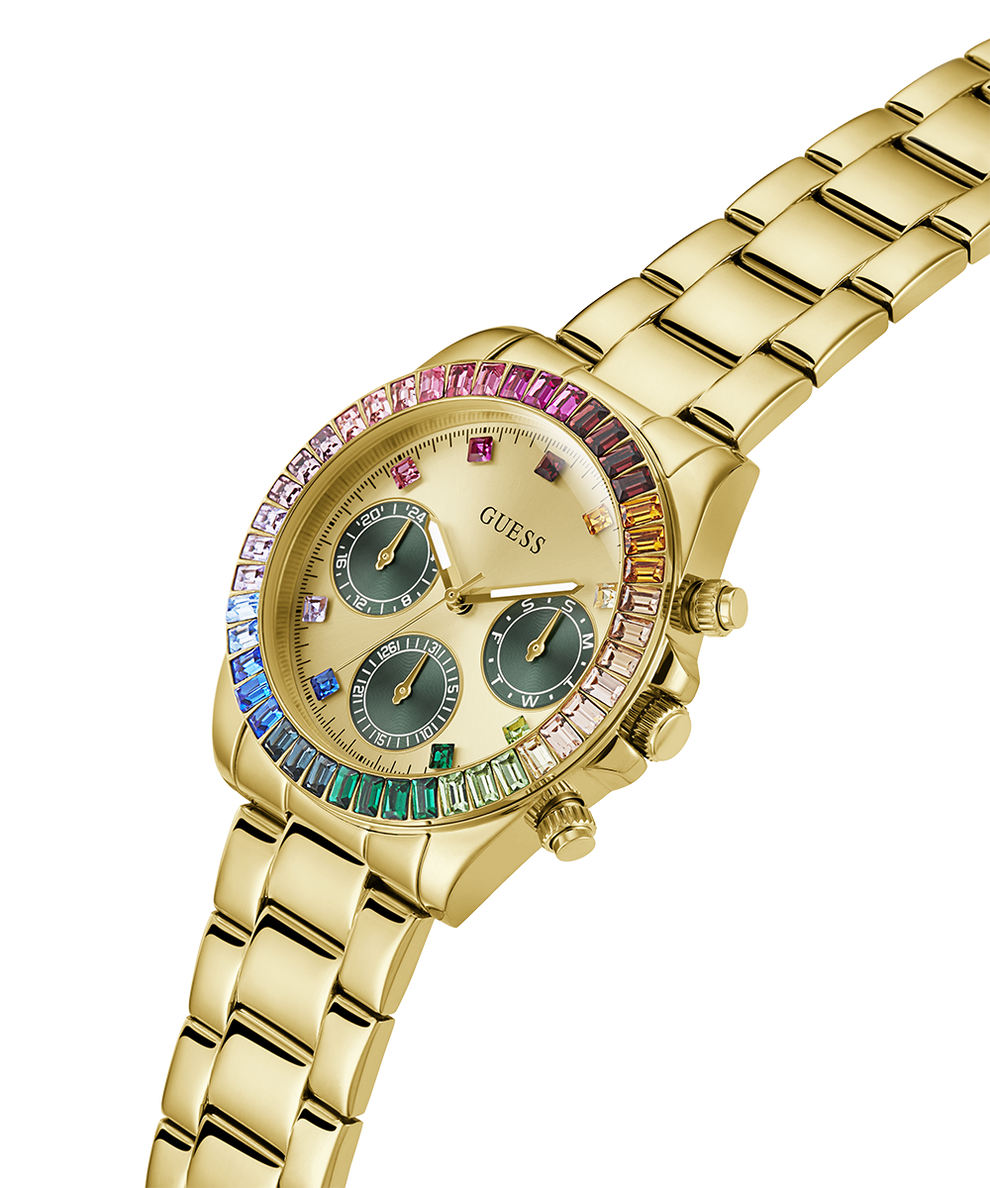 GW0690L4 GUESS Ladies Gold Tone Multi-function Watch lifestyle angle