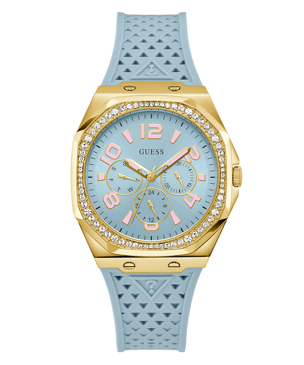 GW0694L1 GUESS Ladies Light Blue Gold Tone Multi-function Watch