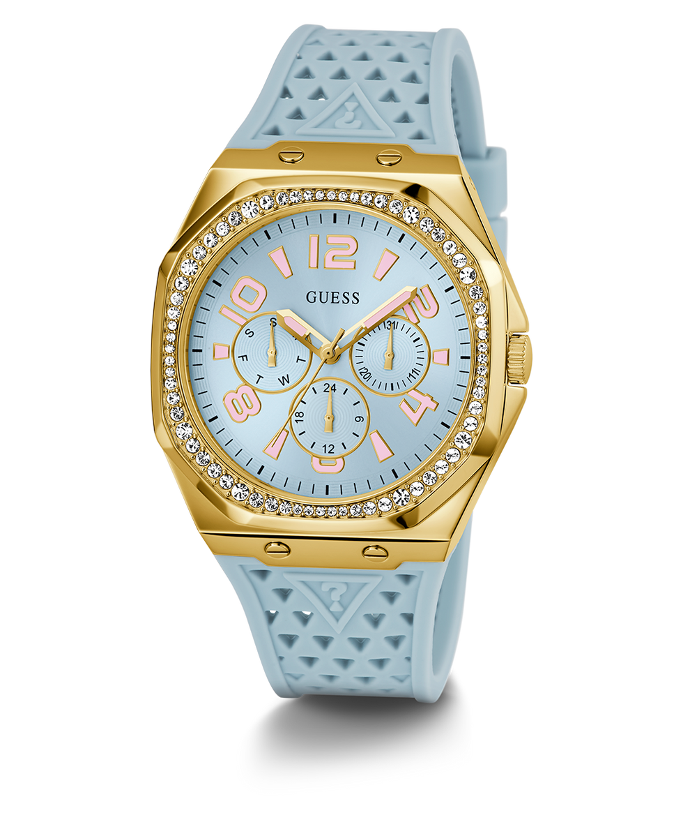 GUESS Ladies Light Blue Gold Tone Multi function Watch GW0694L1 GUESS Watches US