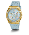 GW0694L1 GUESS Ladies Light Blue Gold Tone Multi-function Watch angle