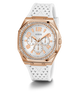 GW0694L3 GUESS Ladies White Rose Gold Tone Multi-function Watch angle