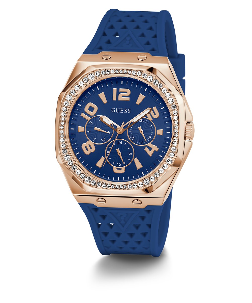 GUESS Ladies Blue Rose Gold Tone Multi-function Watch - GW0694L4 ...