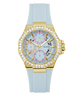 GUESS Ladies Blue Gold Tone Multi-function Watch straight