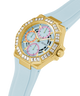 GUESS Ladies Blue Gold Tone Multi-function Watch lifestyle angle