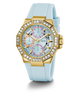 GUESS Ladies Blue Gold Tone Multi-function Watch